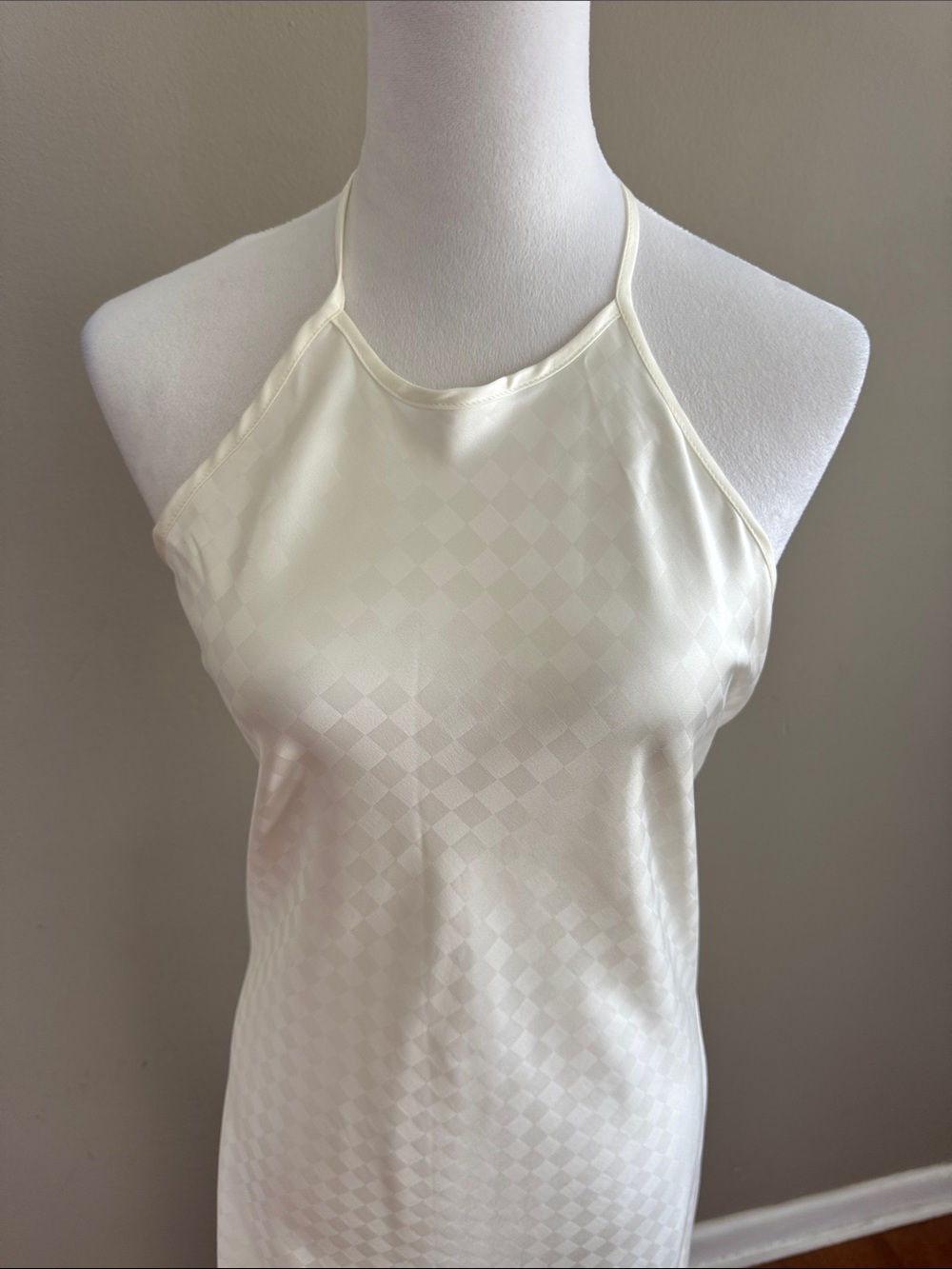 Revolve House of Harlow 1960 Halter Low Back Ivory Maxi Satin Dress Size S NWT - Picture 7 of 11